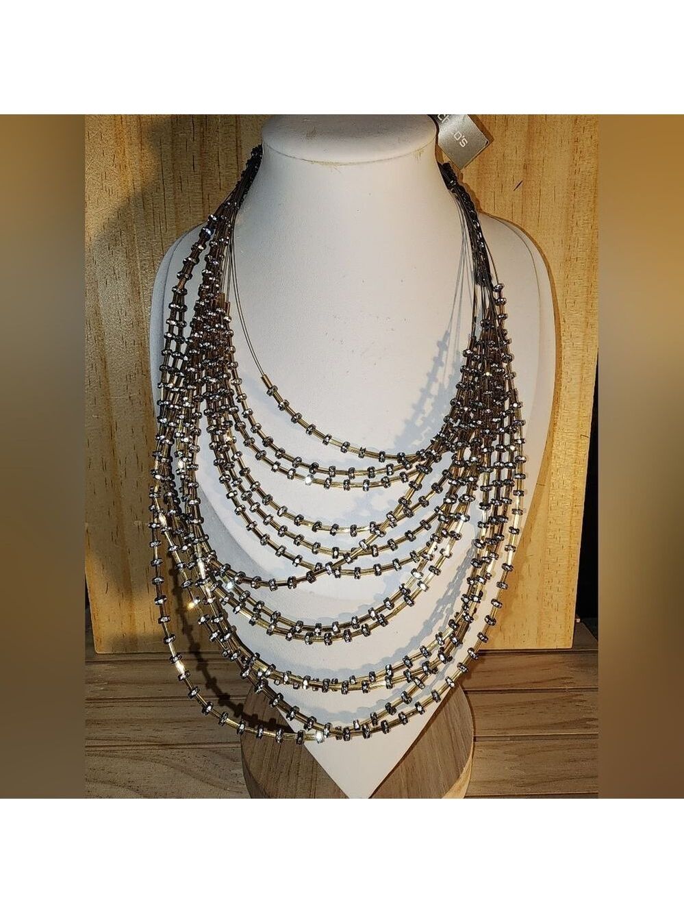 Chico's Multi-Layered Silver Necklace 15"+4.5" NWT